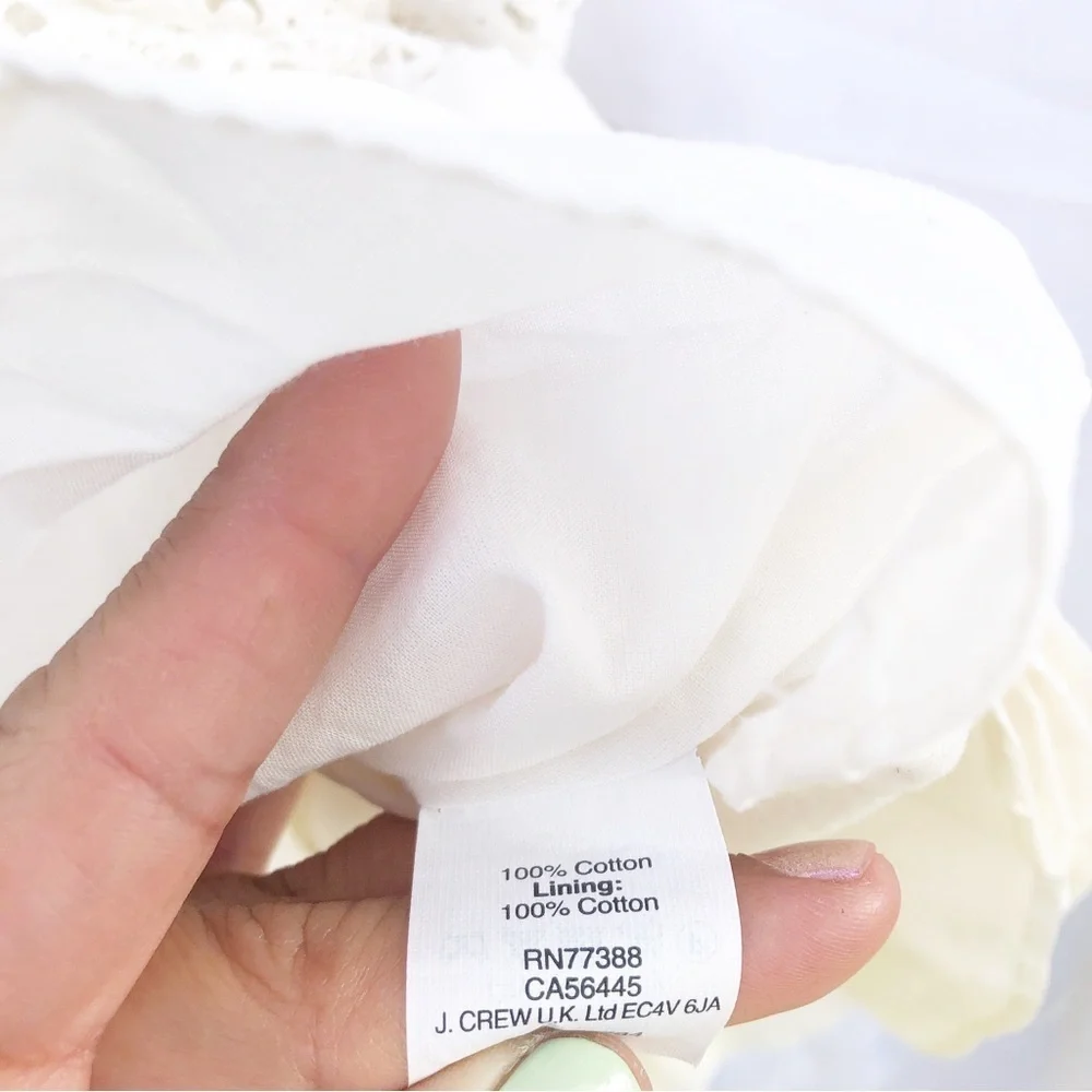 J. CREW COLLECTION | RUFFLE-HEM SPAGHETTI STRAP EYELET DRESS SIZE 8